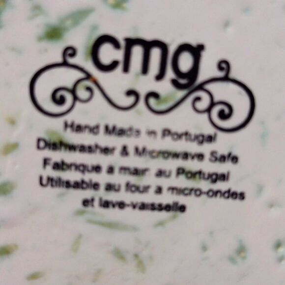 CMG Ceramic White Green Speckled Tapered Canister with Cork Lid Made in Portugal - Picture 6 of 6